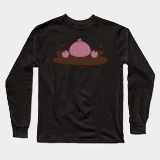 Pleasantly Plump Piggy in Mud Long Sleeve T-Shirt